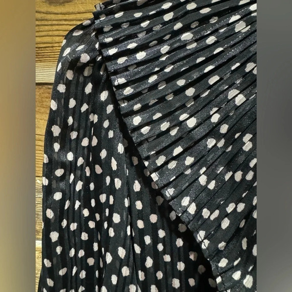 Mango ruffled pleated black polka dot lined midi US4 party office flowy modest - Picture 4 of 8